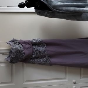 Purple gray David's bridal gown